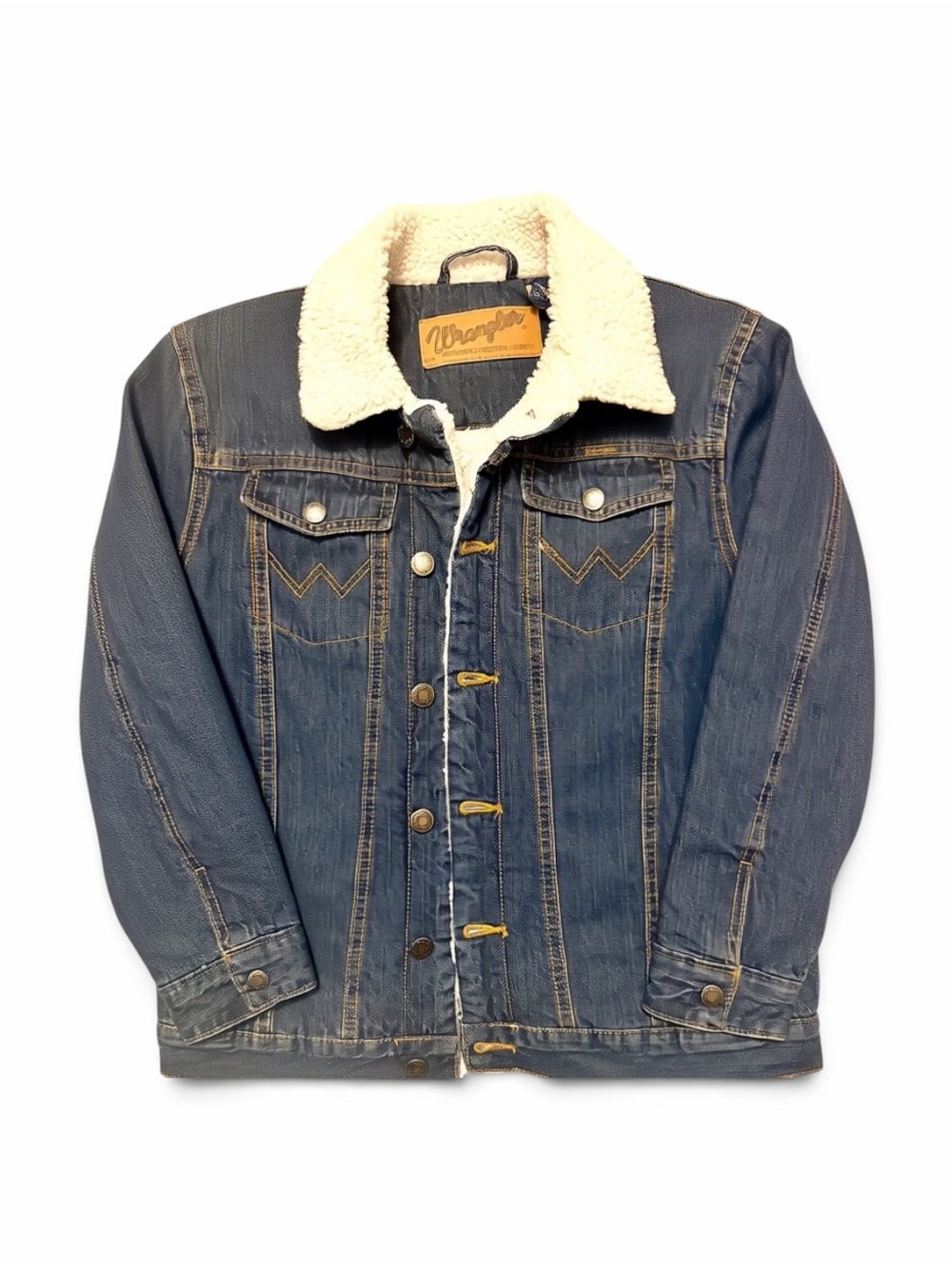 Classic Wrangler Sherpa Lined Denim Trucket Jacket Youth Large Western Wear